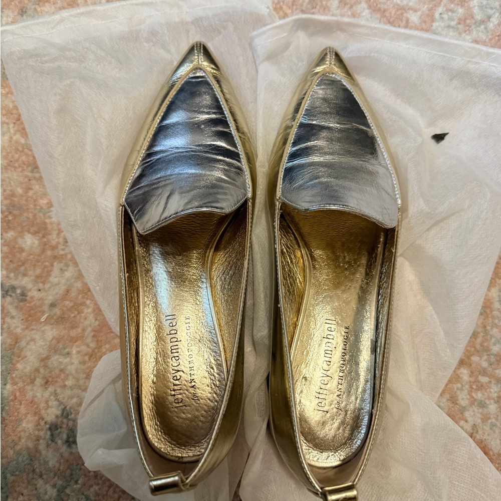 Jeffrey Campbell Metallic Gold and Silver Flats